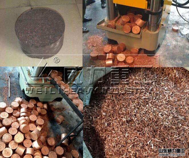 1000吨熟铁屑压块液压机生产成品